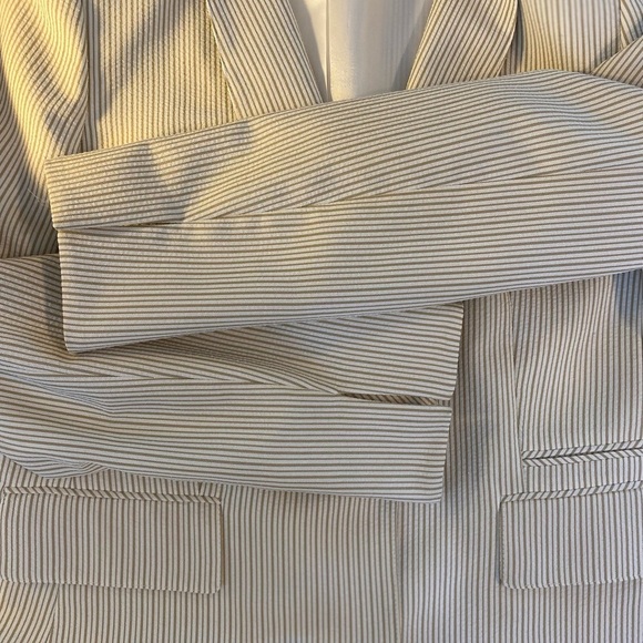 Kasper gray White Pinstripe Elegant Cream Women's Single Button Fitted Blazer 6P - Picture 5 of 10